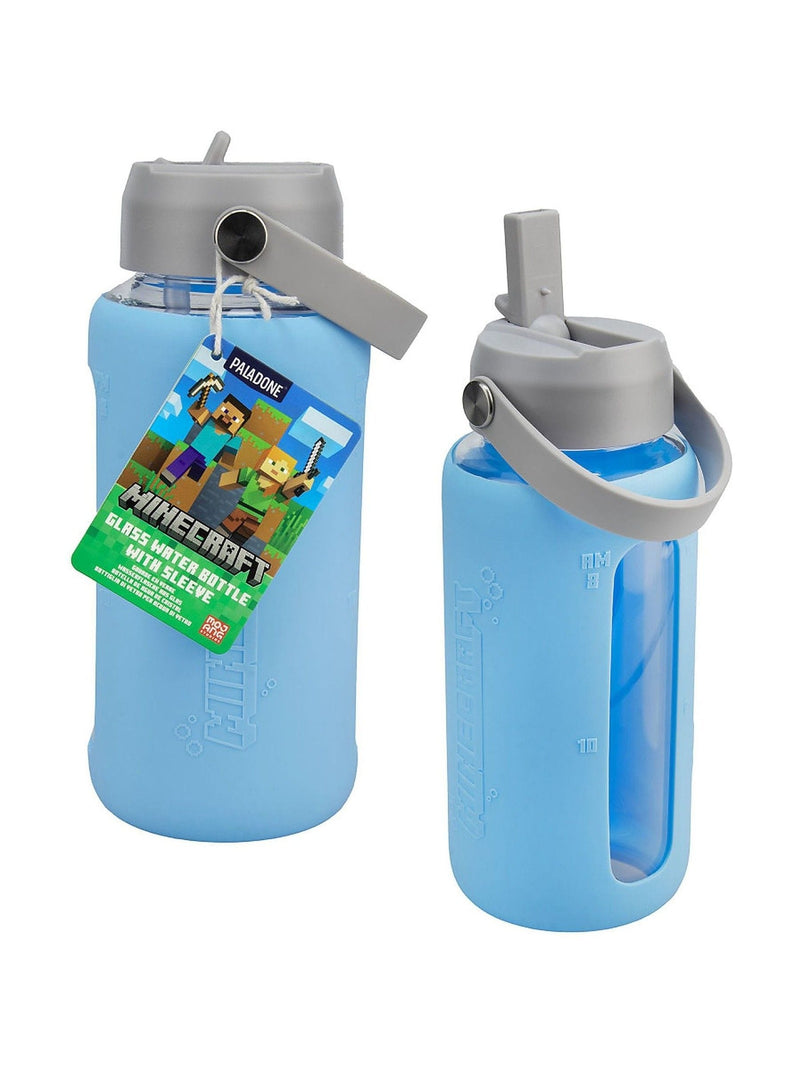 Paladone Minecraft Axolotl glass water bottle 800ml (British brand)