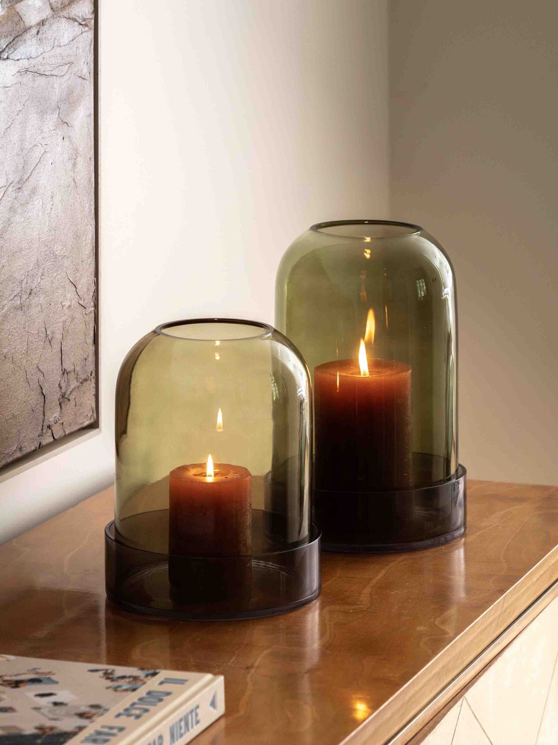 Gallery Home green glass candle cloche, UK version