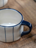 Gallery Home blue organic stripe ceramic mug 8cm - British product