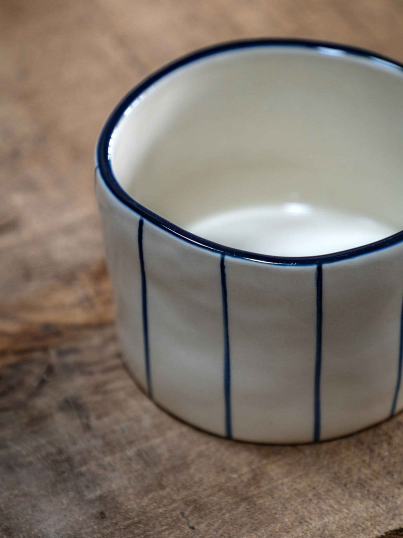 Gallery Home blue organic stripe ceramic mug 8cm - British product