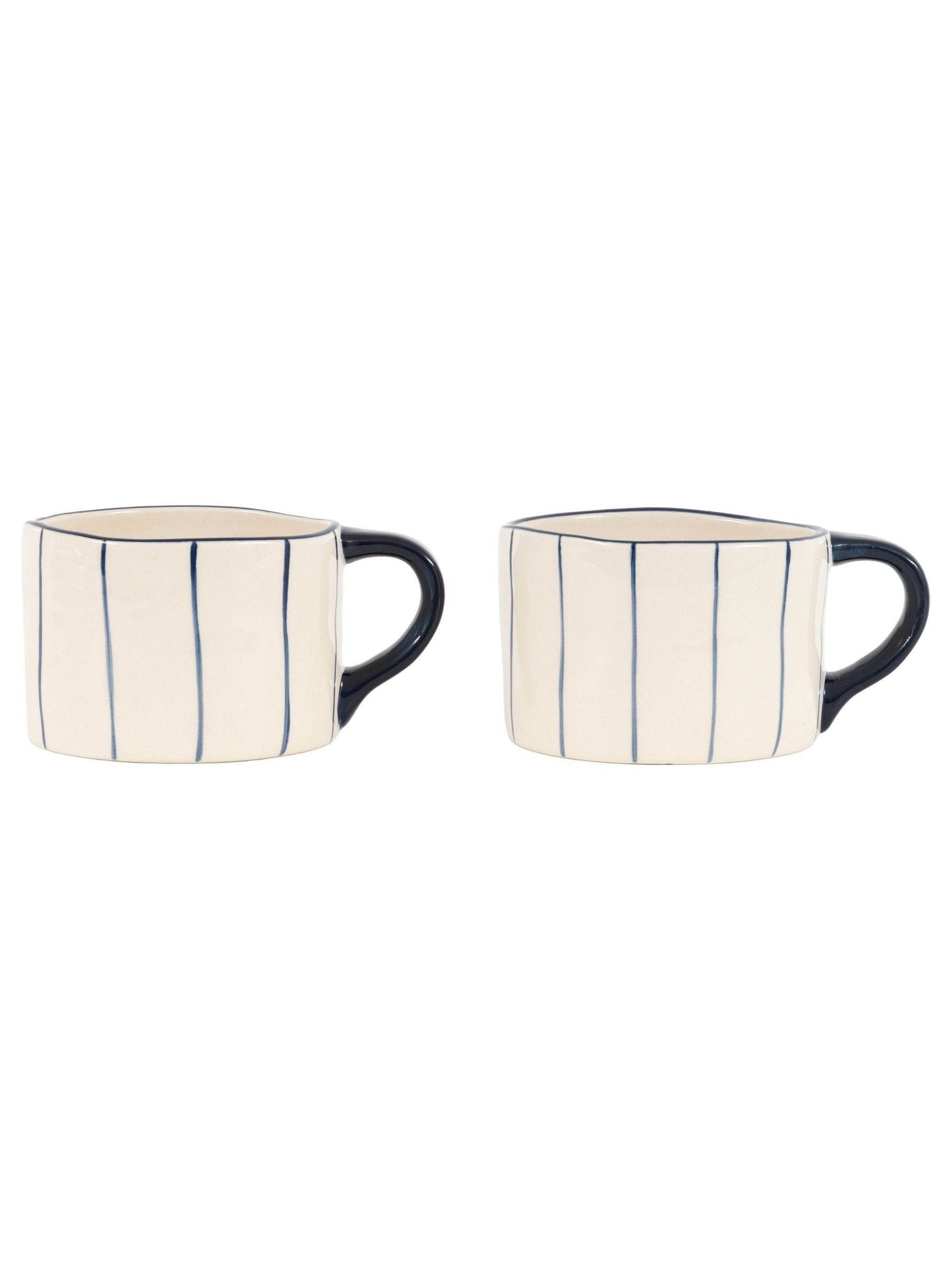 Gallery Home blue organic stripe ceramic mug 8cm - British product