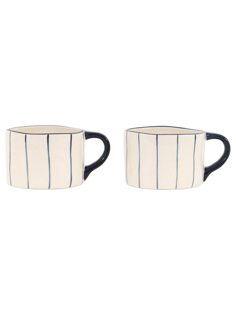 Gallery Home blue organic stripe ceramic mug 8cm - British product