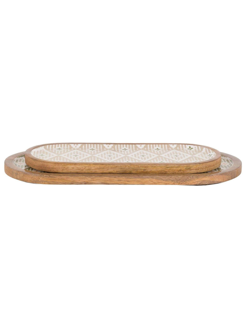 Gallery Home natural motif mango wood serving tray - British product
