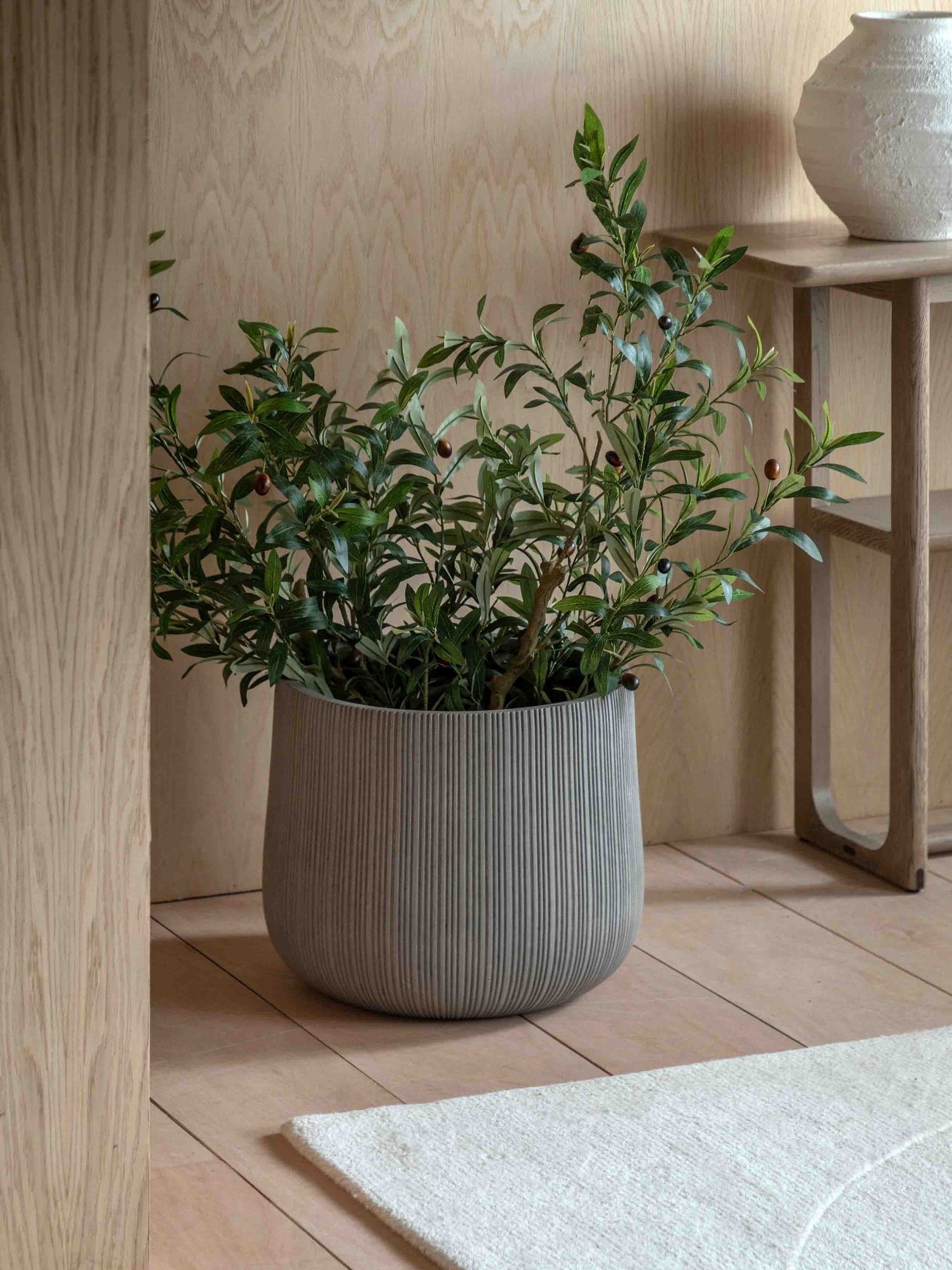 Gallery Home grey outdoor ribbed planter 37cm, imported from the UK