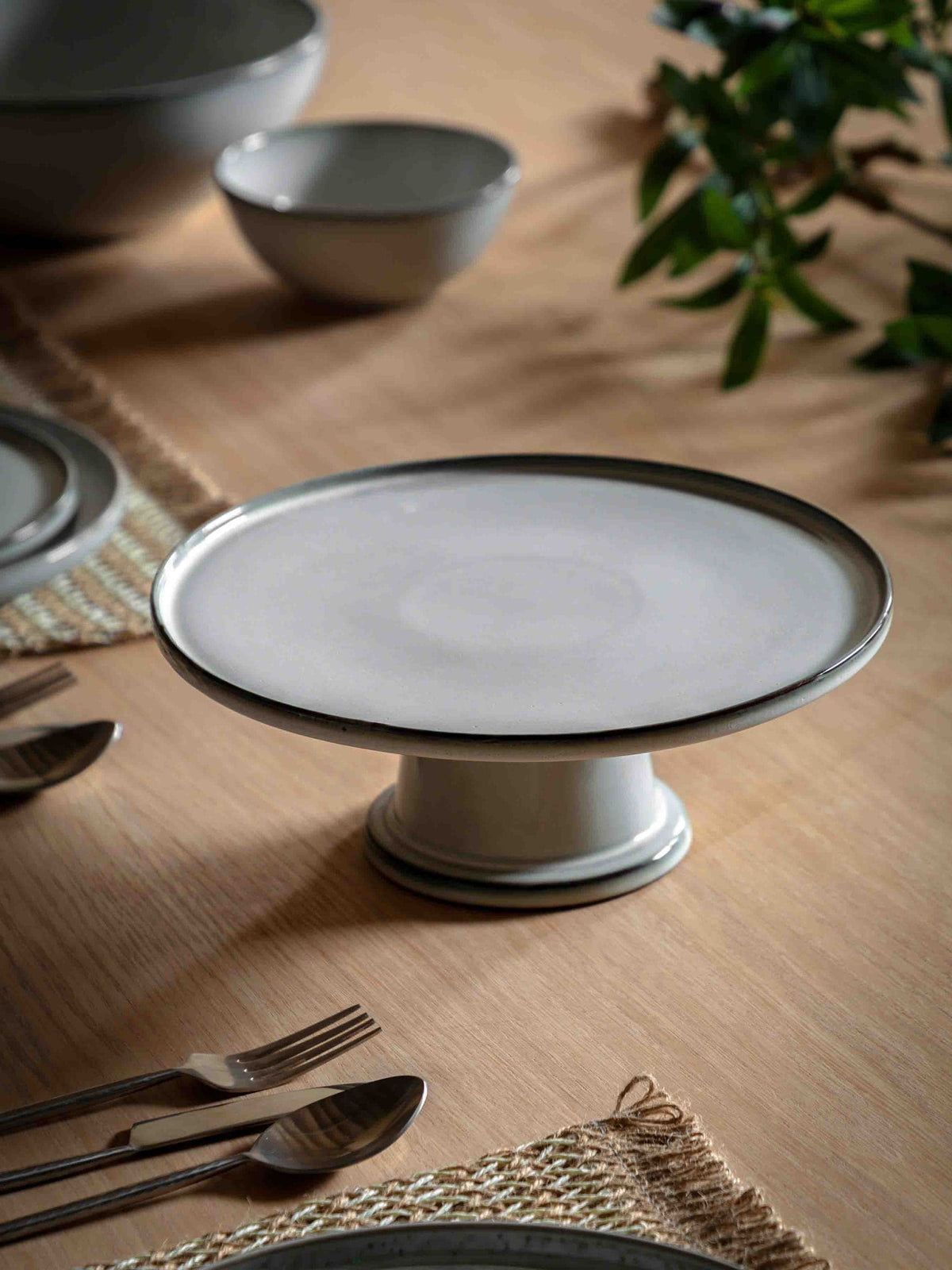 Gallery Home grey reactive glaze cake stand 22cm, UK version