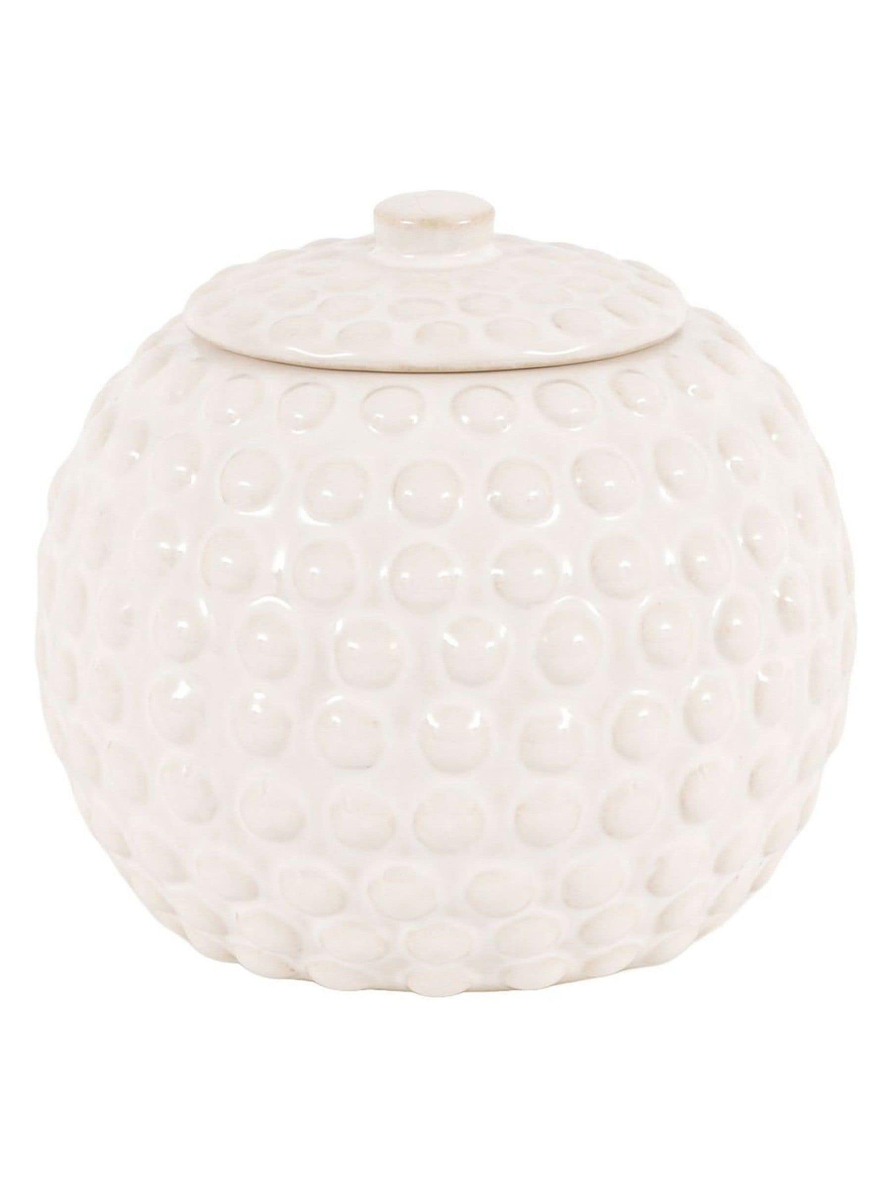 Gallery Home white beaded ceramic small jar, imported from the UK