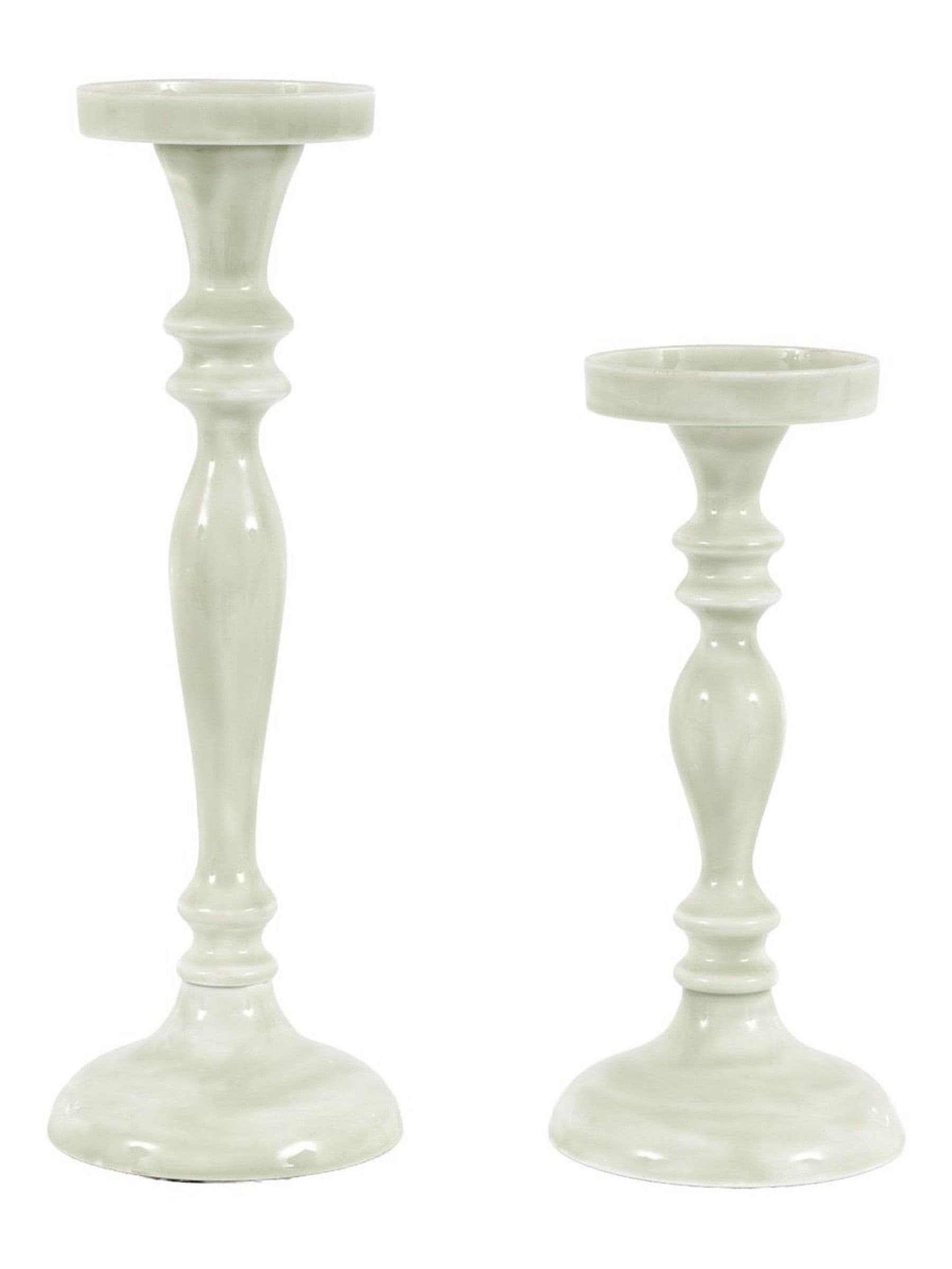 Gallery Home green metal candlestick 22cm, UK version