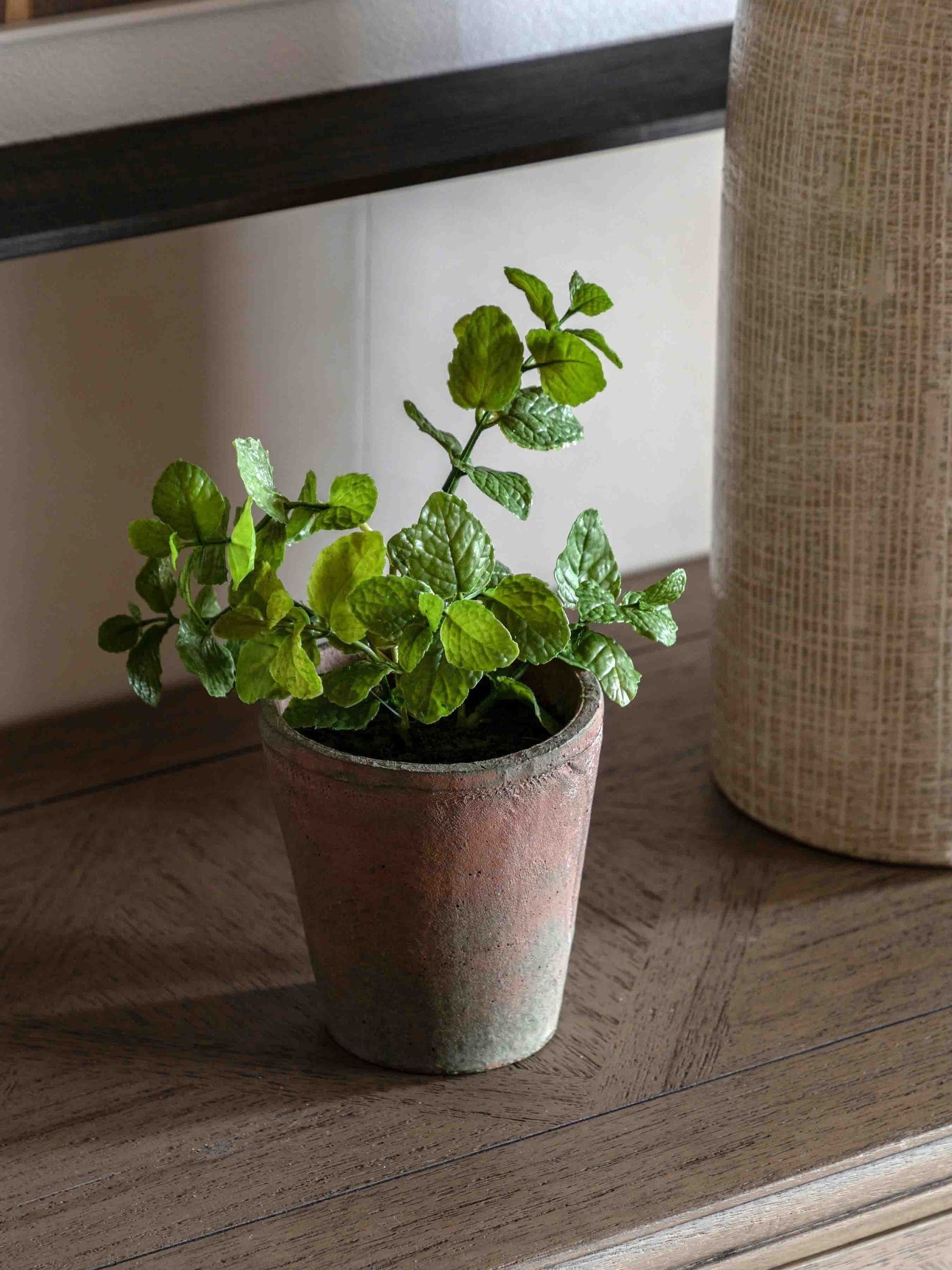 Gallery Home artificial peppermint plant red terracotta pot 23cm (British brand)