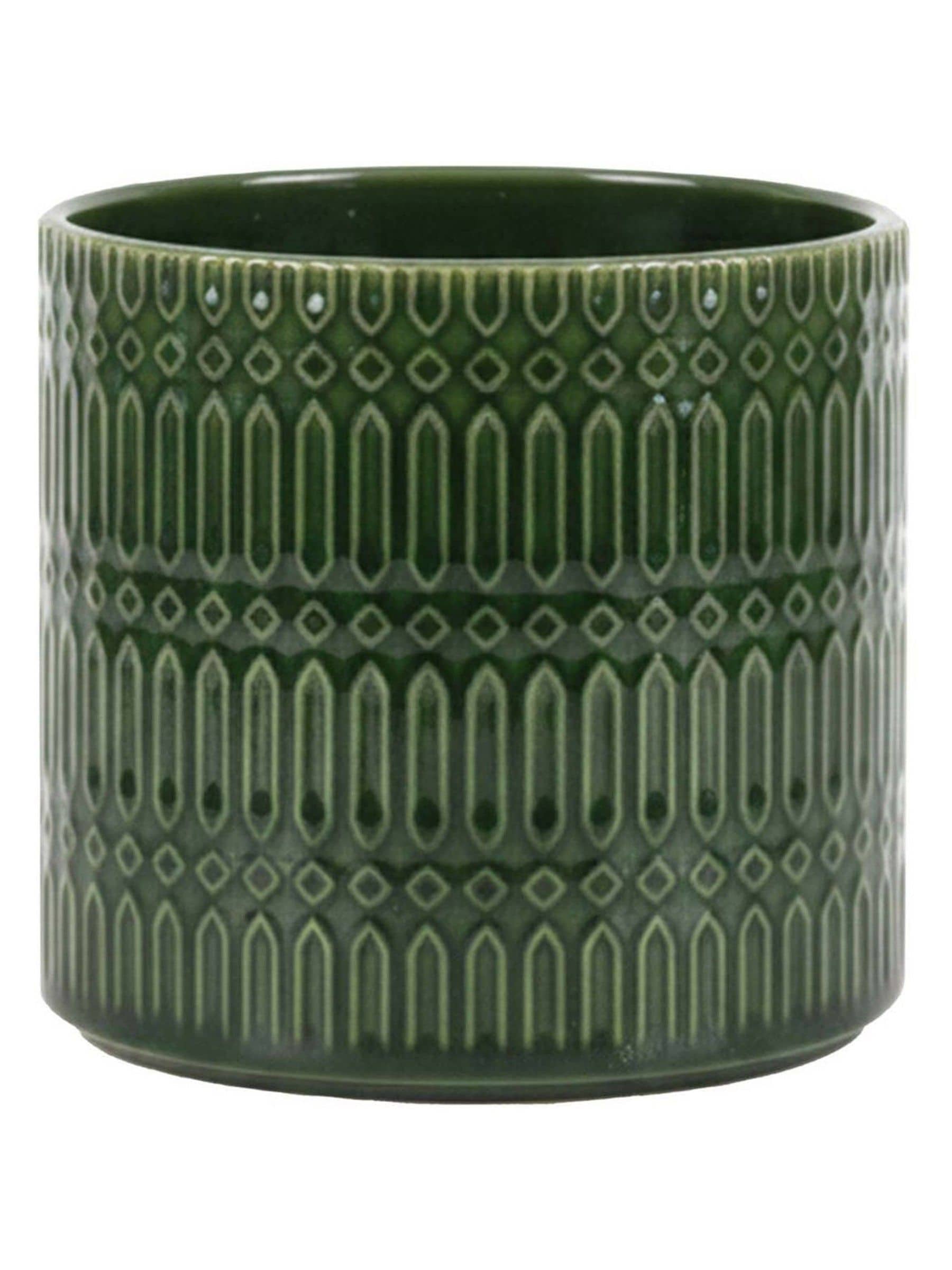 Gallery Home Green Ceramic Embossed Planter, imported from the UK