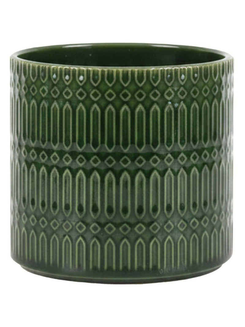 Gallery Home Green Ceramic Embossed Planter, imported from the UK