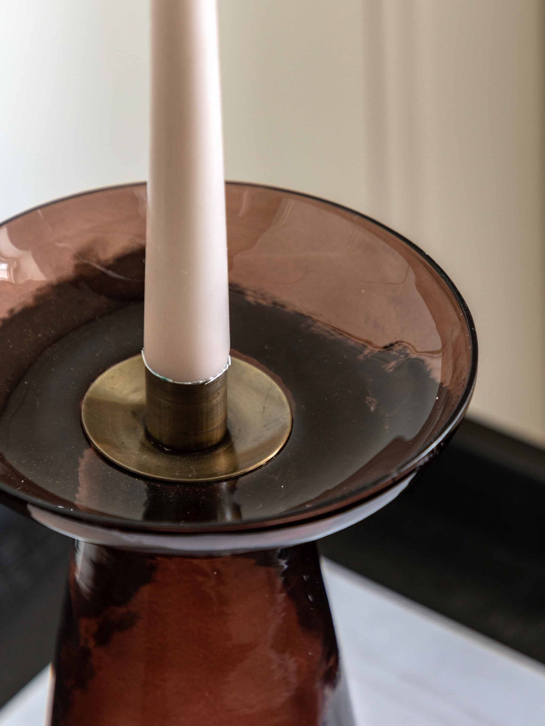 Gallery Home black glass candle holder, imported from the UK