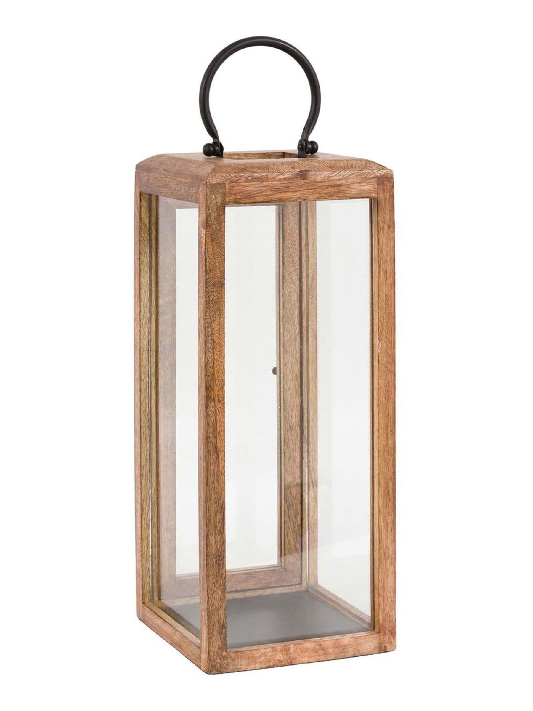 Gallery Home brown mango wood small lantern 44.5cm - British product