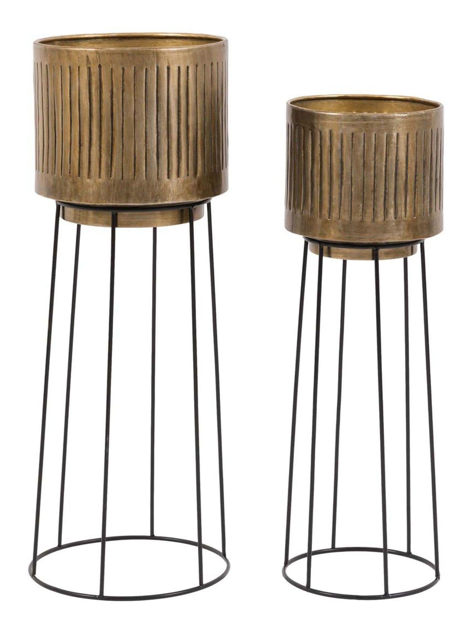 Gallery Home planters gold metal ribbed set of 2 - British product