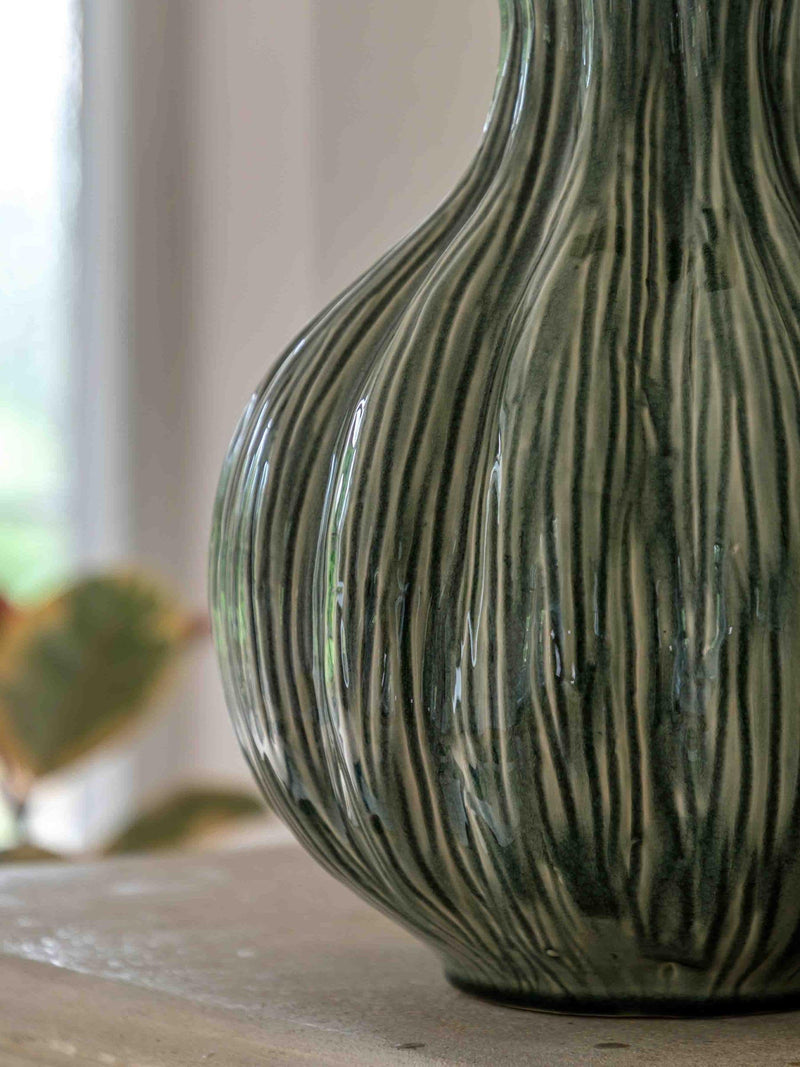 Gallery Home green glazed wavy vase 41cm, UK version