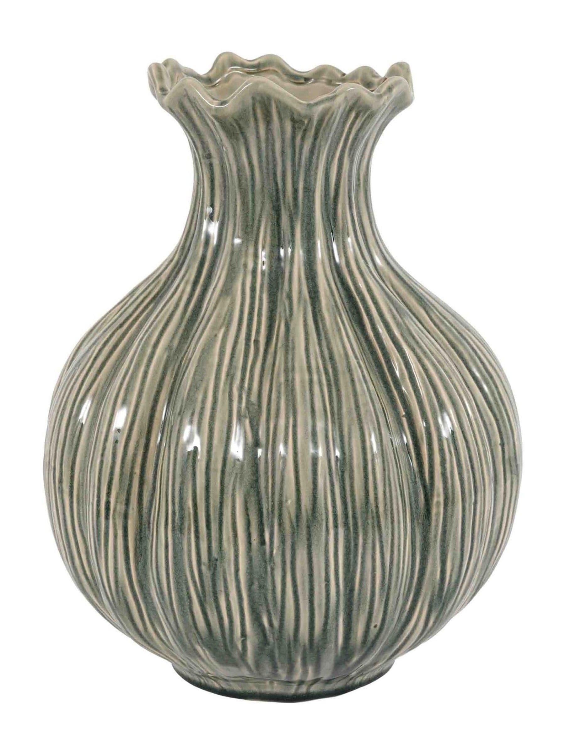 Gallery Home green glazed wavy vase 41cm, UK version
