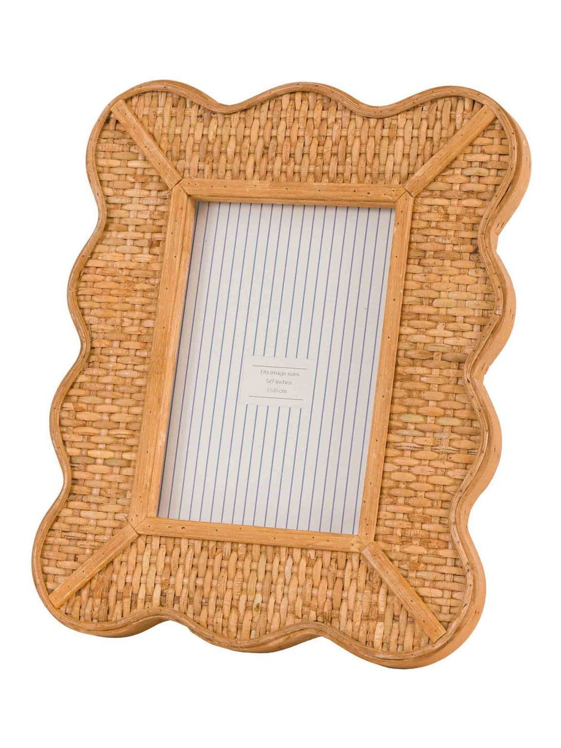 Gallery Home scalloped rattan photo frame 20x25cm, imported from the UK
