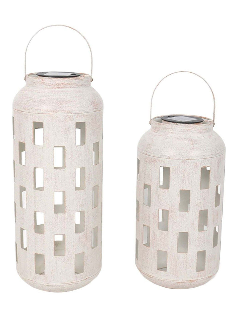 Gallery Home white distressed metal lantern 43.5cm (British brand)