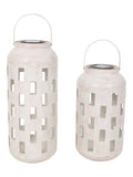 Gallery Home white distressed metal lantern 43.5cm (British brand)