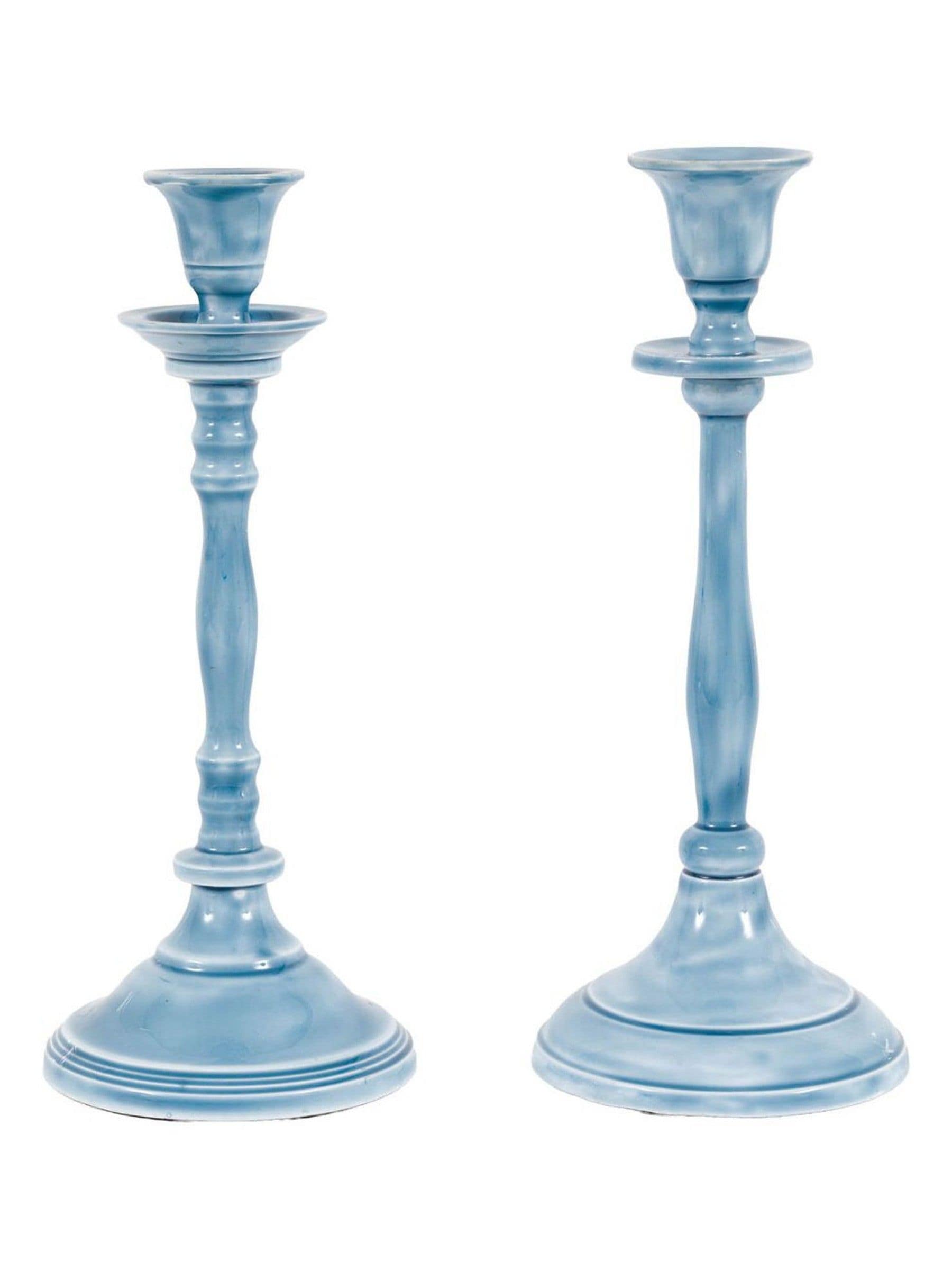 Gallery Home blue metal candlestick 26cm, imported from the UK