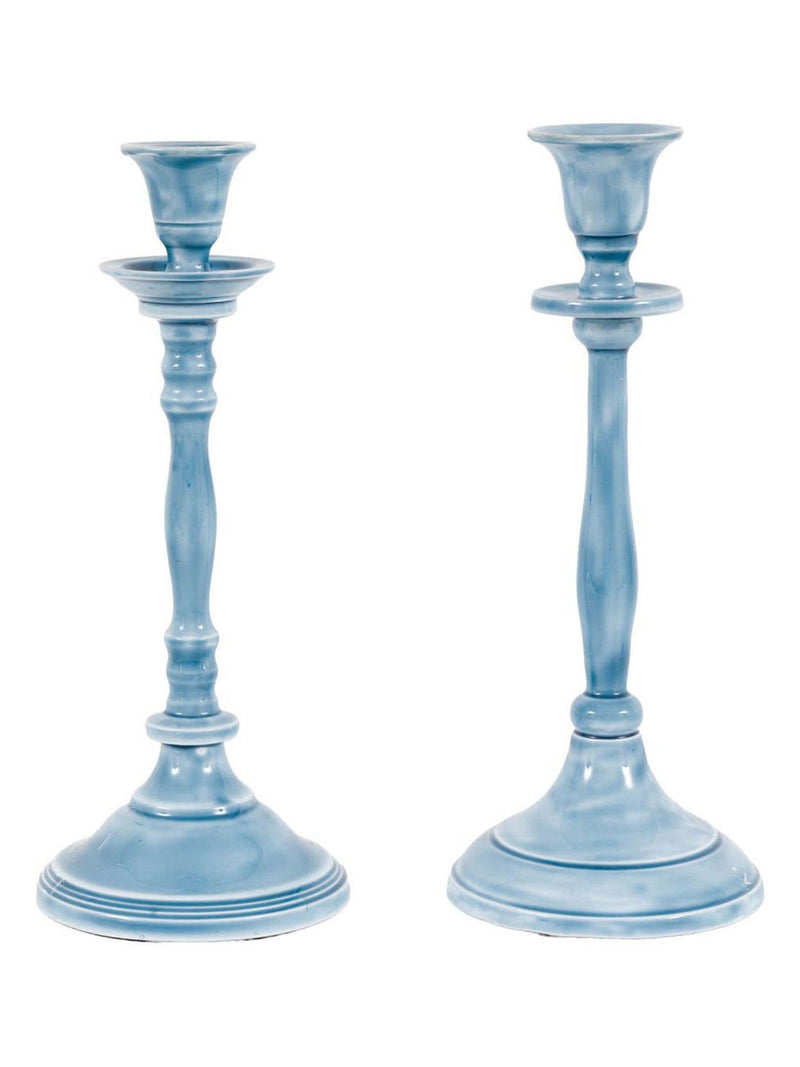 Gallery Home blue metal candlestick 26cm, imported from the UK
