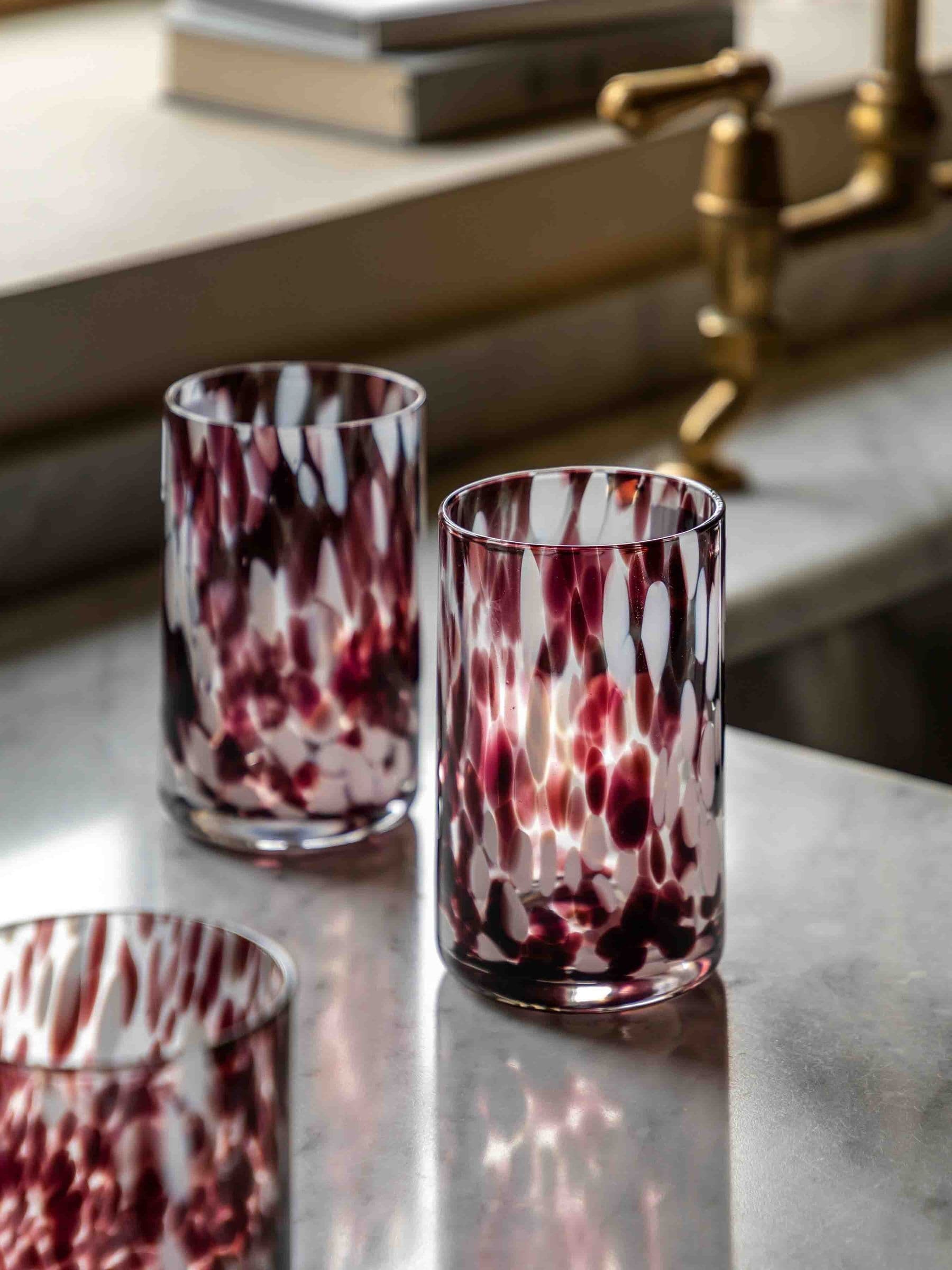 Gallery Home brown confetti highball glasses 15cm - British product