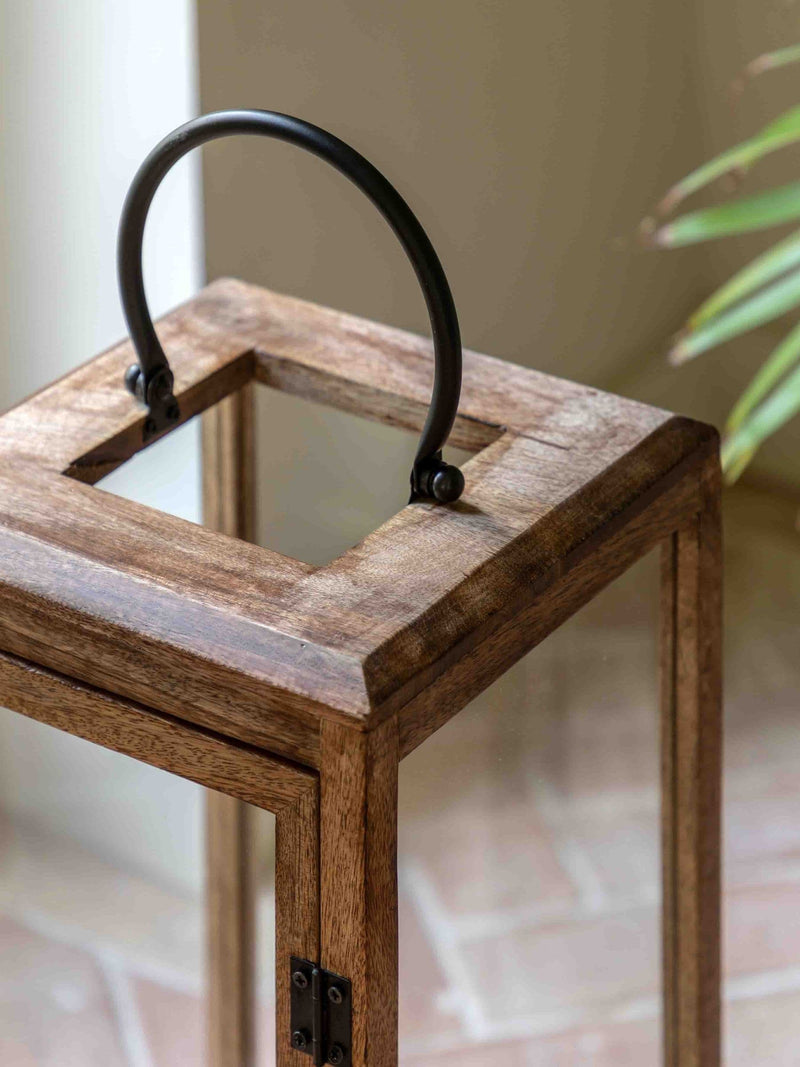 Gallery Home brown mango wood large lantern - British product