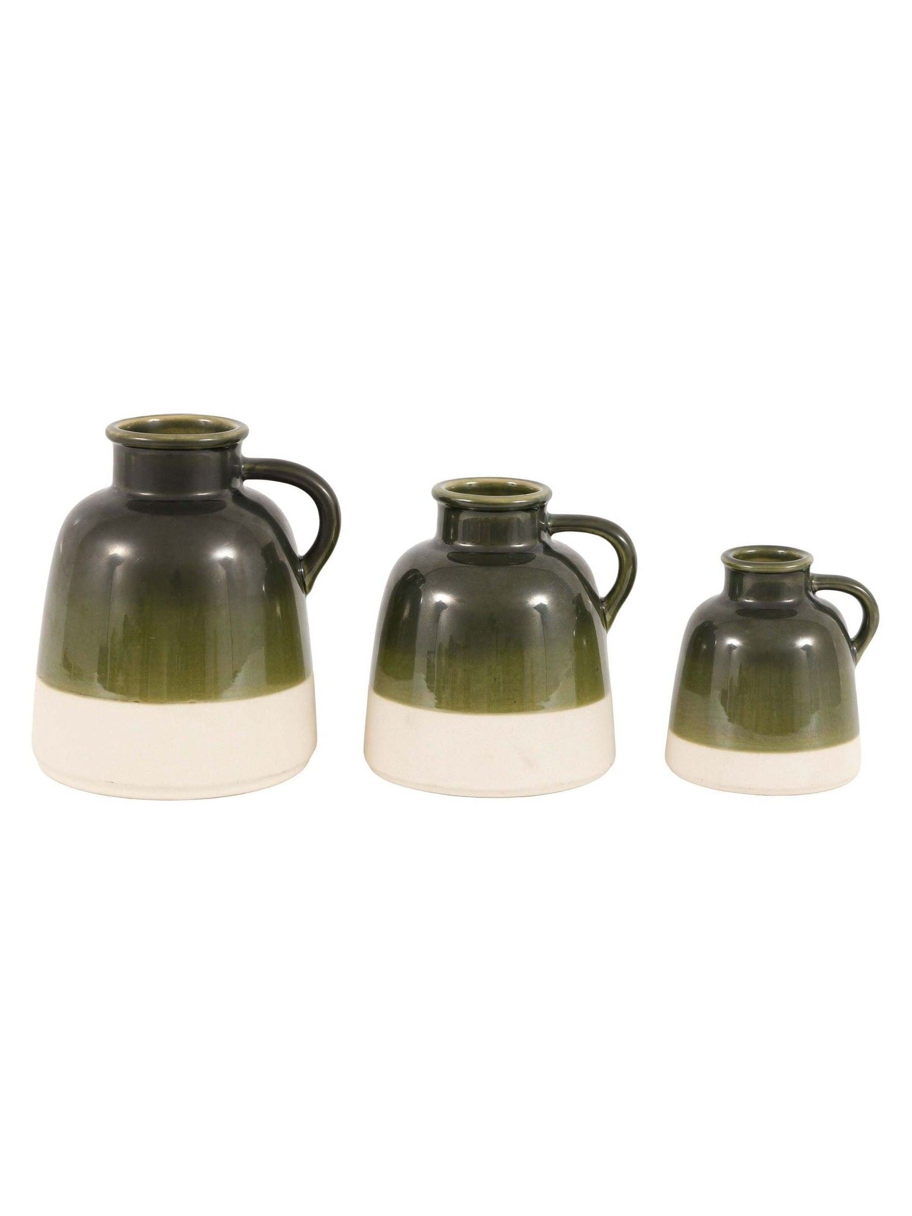 Gallery Home green glaze ceramic bud vases set of 3, UK version