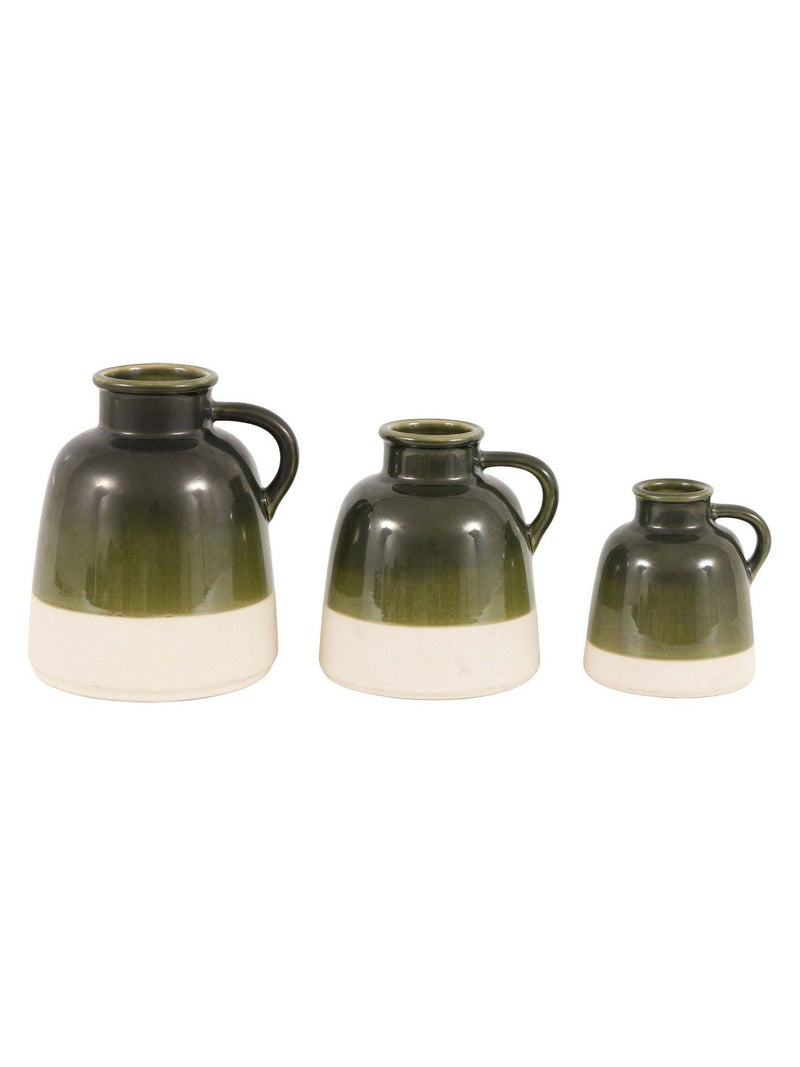 Gallery Home green glaze ceramic bud vases set of 3, UK version