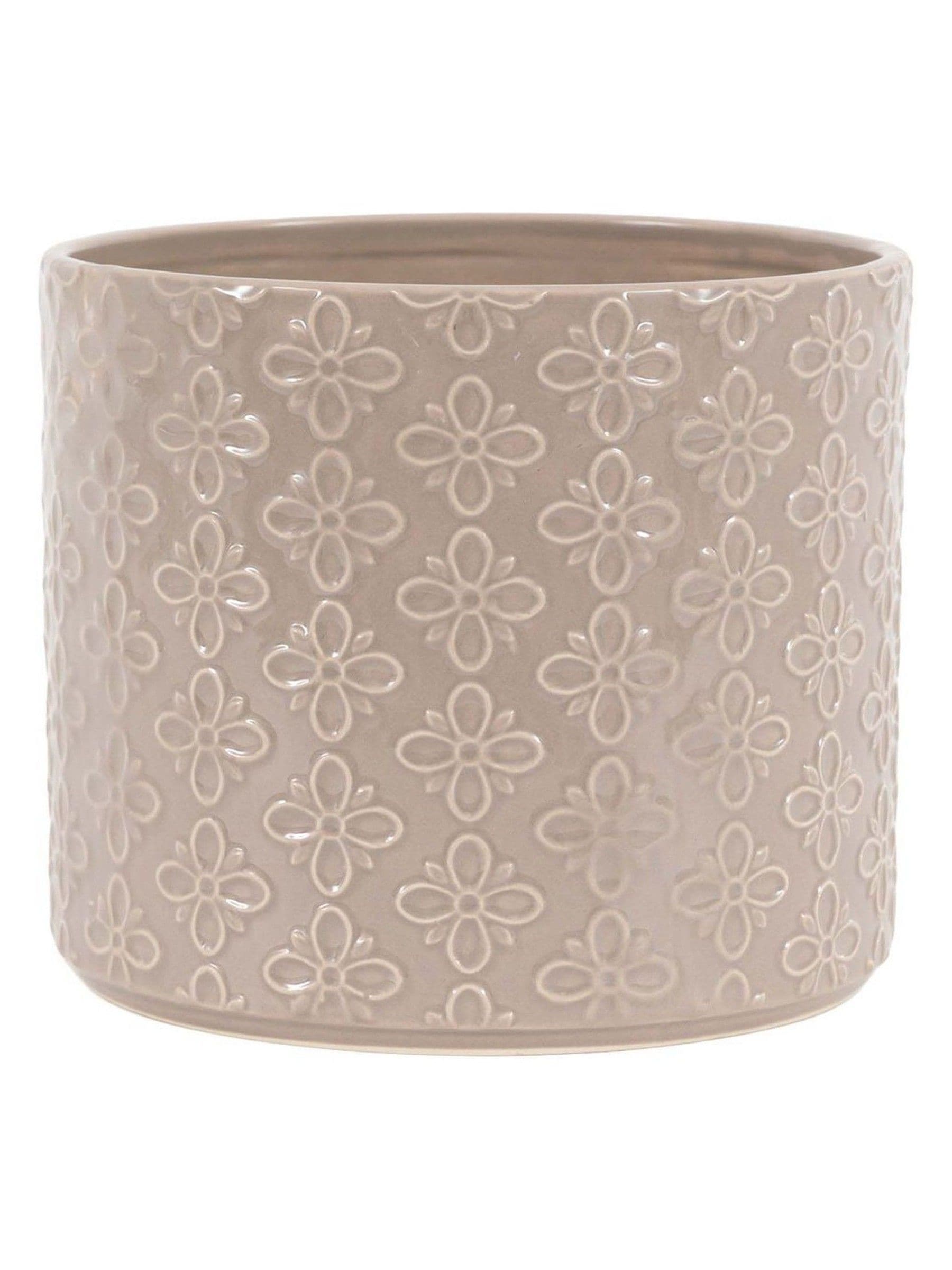 Gallery Home grey embossed ceramic planter for indoor plants - British product