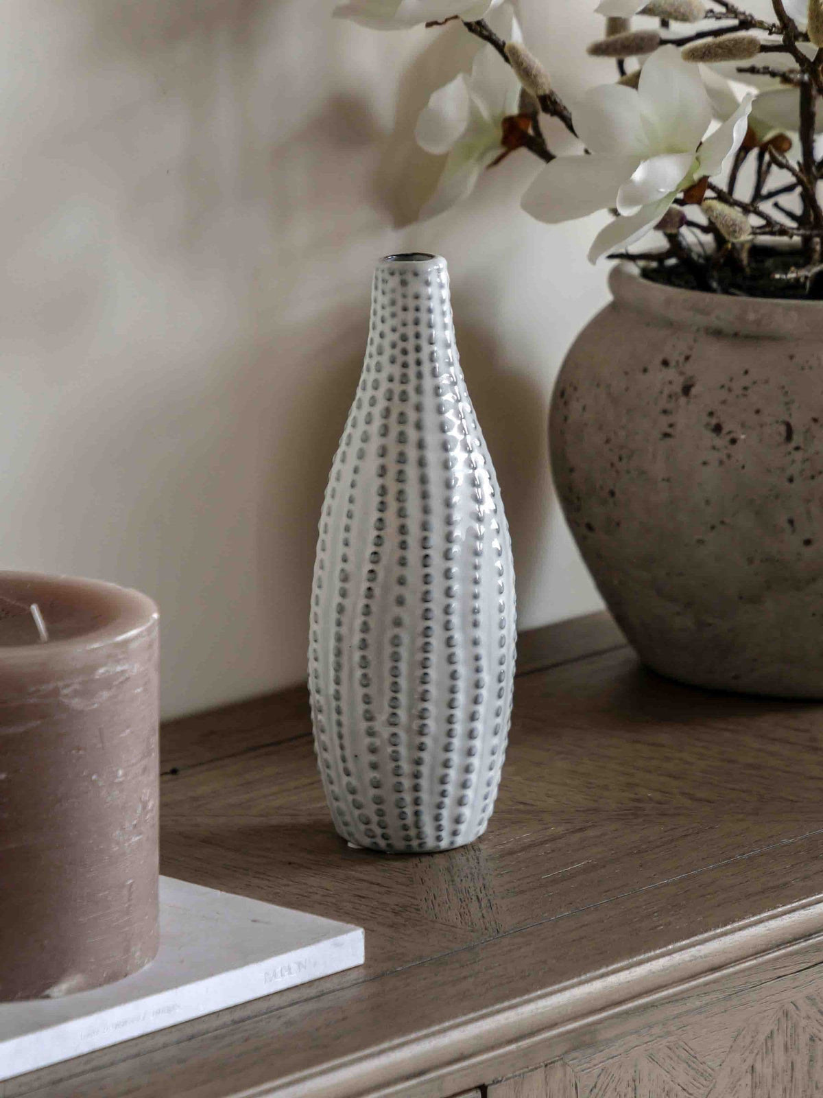 Gallery Home grey ceramic beaded vase (British brand)