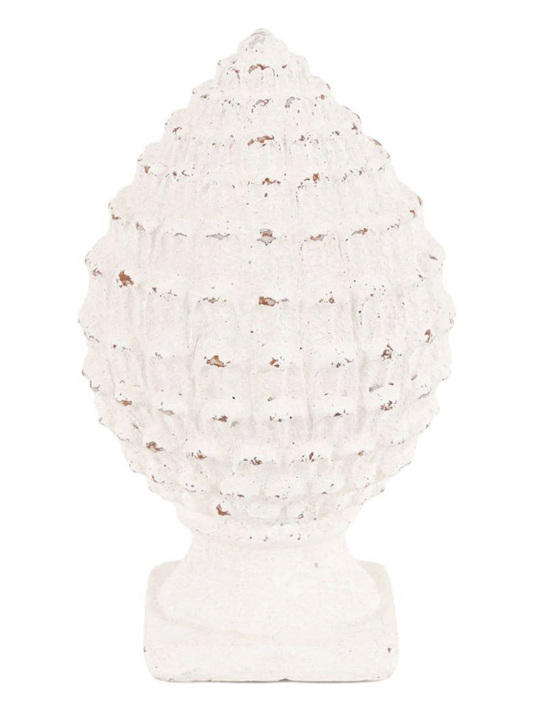 Gallery Home white rustic pinecone sculpture 20cm, UK version
