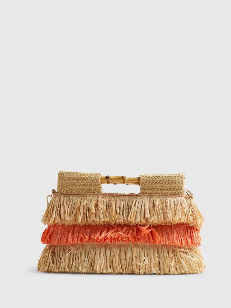 River Island orange stripe raffia clutch bag - British product