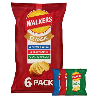 Walkers crisps Classic Variety multipack 6x25g, imported from the UK