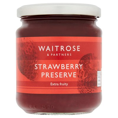 Waitrose strawberry preserve 340g jar (British brand)