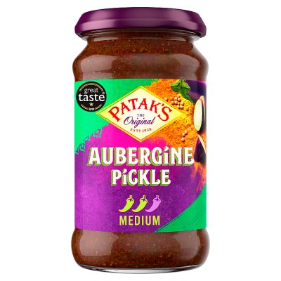 Patak's Aubergine Pickle 312g, imported from the UK