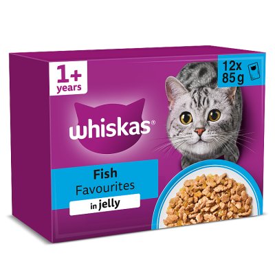Whiskas Fish Favourites wet cat food pouches 12x85g, imported from the UK