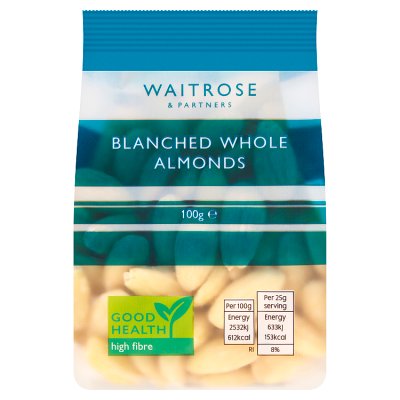 Waitrose blanched whole almonds 100g (British brand)