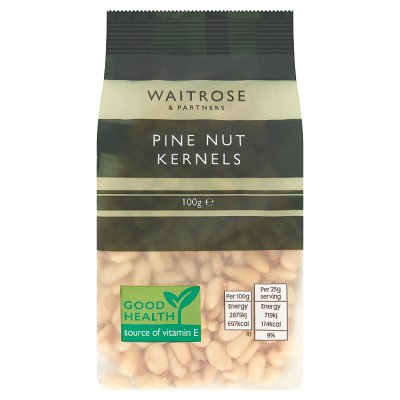 Waitrose pine nut kernels 100g pack for cooking, UK version