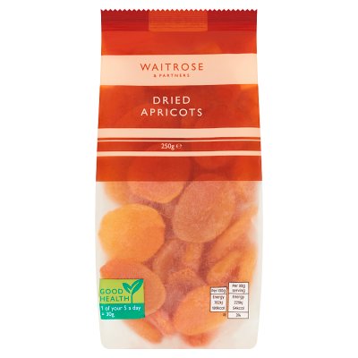 Waitrose dried apricots pitted 250g, imported from the UK