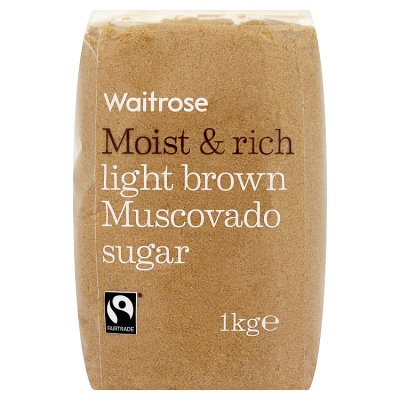Waitrose Fairtrade light brown muscovado sugar 1kg, UK version