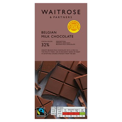 Waitrose Belgian milk chocolate 180g, UK version