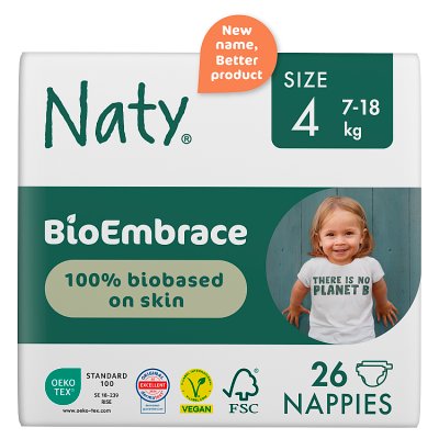 Naty BioEmbrace nappies Size 4 7-18kg - British product
