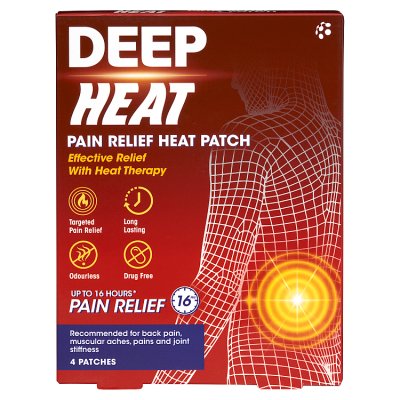 Deep Heat heat patch 4 count, imported from the UK