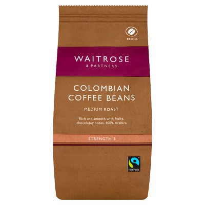 Waitrose Colombian coffee beans 227g - British product