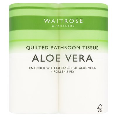 Waitrose aloe vera bathroom tissue 4 rolls, imported from the UK