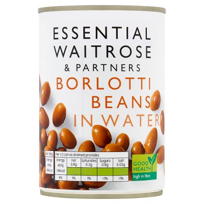 Waitrose Essential borlotti beans in water 410g, imported from the UK