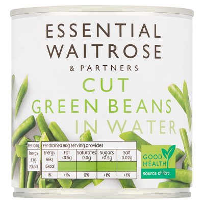 Waitrose cut green beans in water 400g (British brand)