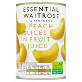 Waitrose Essential peach slices in grape juice 410g - British product