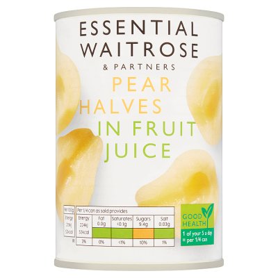 Waitrose Essential pear halves in juice 410g, UK version