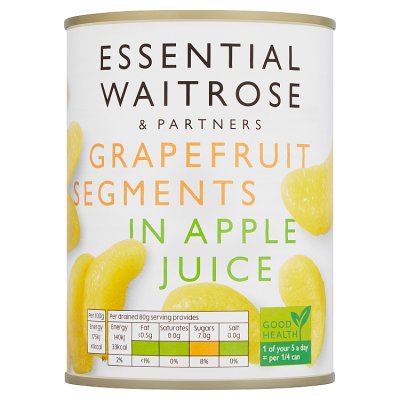 Essential Waitrose grapefruit segments in apple juice 540g, UK version